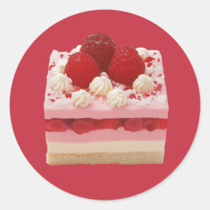 Raspberry Mousse Cake Runder Aufkleber