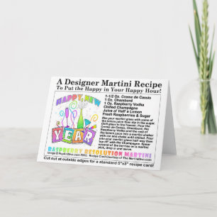 RASPBERRY-NEUJÄHRIGE MARTINI-EMPFÄNGSKARTE FEIERTAGSKARTE