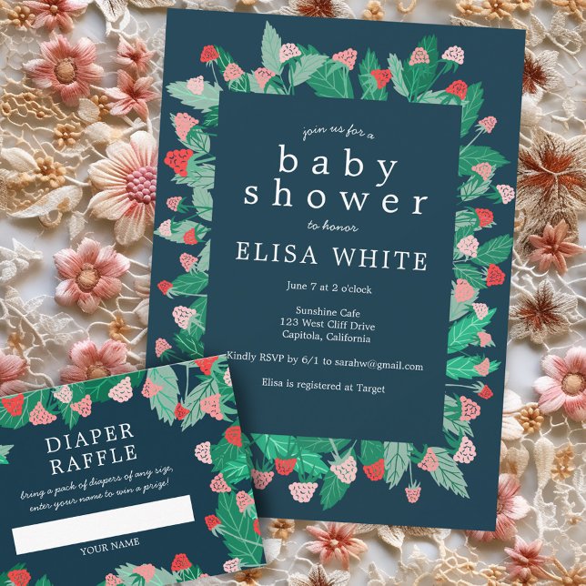 Raspberry Patch Niedlich farbenfroh CUSTOM BABY SH Einladung (Raspberry Patch Cute Colorful CUSTOM BABY SHOWER Invitation
)