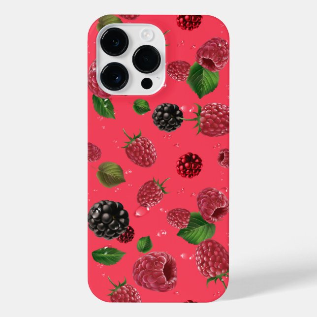 Raspberry Pattern iPhone 14 Pro Max Hülle (Rückseite)