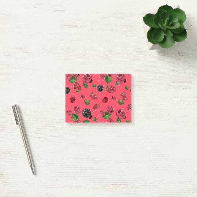 Raspberry Pattern Post-it Klebezettel (Büro)