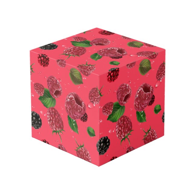 Raspberry Pattern Würfel (Vorderseite Schrägansicht)