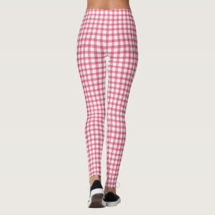 Raspberry Pink Gingham Kariert Prüfmuster Leggings