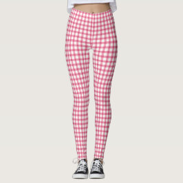 Raspberry Pink Gingham Kariert Prüfmuster Leggings