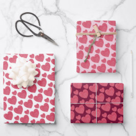 Raspberry Pink Heart Geschenkpapier Set
