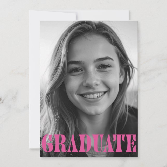 Raspberry Pink Modern Graduation Announcement Card (Vorderseite)