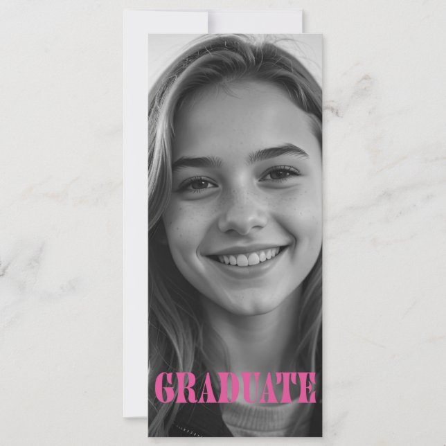 Raspberry Pink Modern Graduation Announcement Card Einladung (Vorderseite)