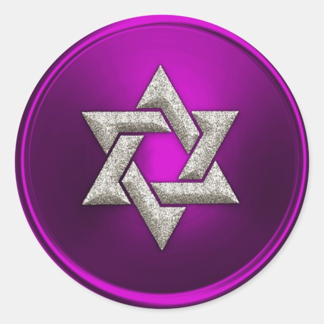 Raspberry Pink Silver Star von David Umschlag Aufk Runder Aufkleber (Vorderseite)