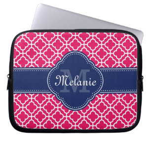 Raspberry Pink Welch marokkanische Pattern Navy Mo Laptopschutzhülle