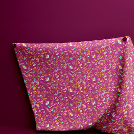 Raspberry Red Boho Blume und Vögel Stoff