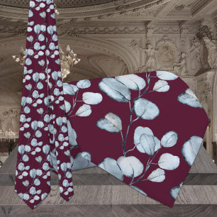 Raspberry Red Dusty Blue Eucalyptus Wedding Krawatte
