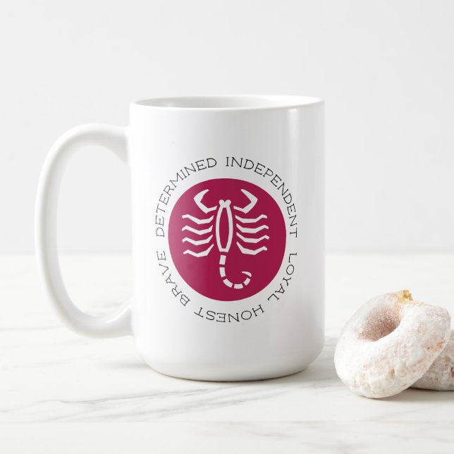 Raspberry Red Scorpio Traits Zodiac Star Sign Coff Kaffeetasse (Mit Donut)