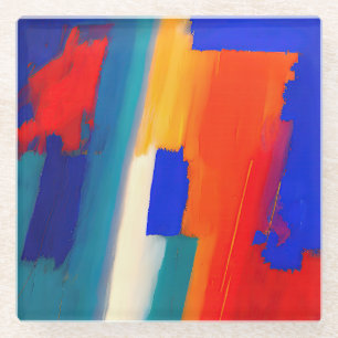 "Raspberry Rhapsody" Abstrakte Kunst Glasuntersetzer