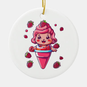Raspberry Sorbet Kawaii Keramik Ornament