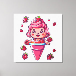 Raspberry Sorbet Kawaii Leinwanddruck