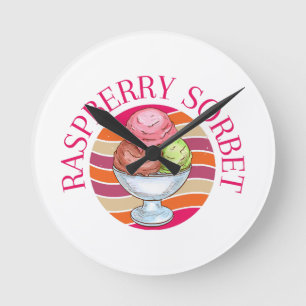 Raspberry Sorbet Runde Wanduhr