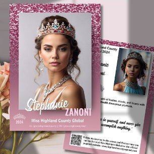 Raspberry Sparkle Pageant Autogrammkarte QR-Code Einladung