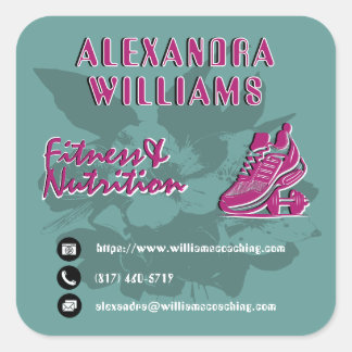 Raspberry Teal Flourished Fitness & Ernährung Quadratischer Aufkleber