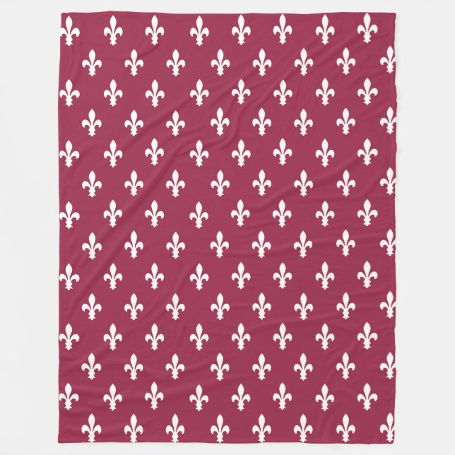 Raspberry Viktorianisch Fleur de Lys Fleecedecke (Vorderseite)