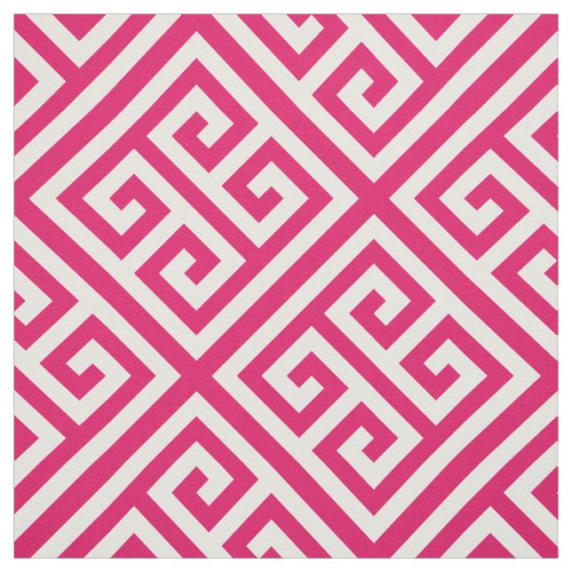 Raspberry White Med Griechischer Key Diag T Muster Stoff (Muster)
