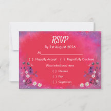 Raspberry Wildflowers - RSVP-Karte