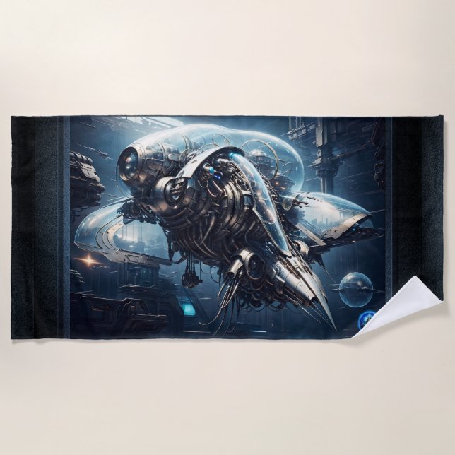 Raspian Dynamorph Drone AI Art von Xzendor7 Strandtuch (Vorderseite)