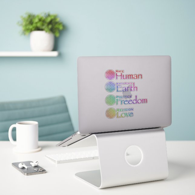 Rasse Liebe der menschlichen Religion Aufkleber (Laptop auf Schreibtisch)