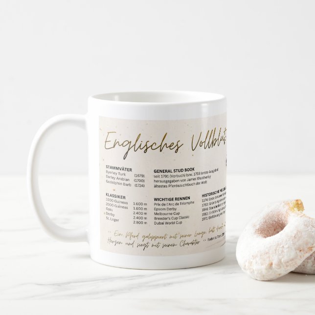 [Rasse-Tasse] ENGLISCHES VOLLBLUT Kaffeetasse (Mit Donut)