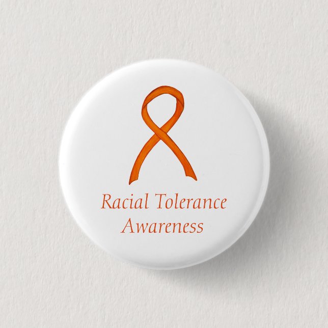 Rassentoleranz Orange Awareness Ribbon Button (Vorderseite)