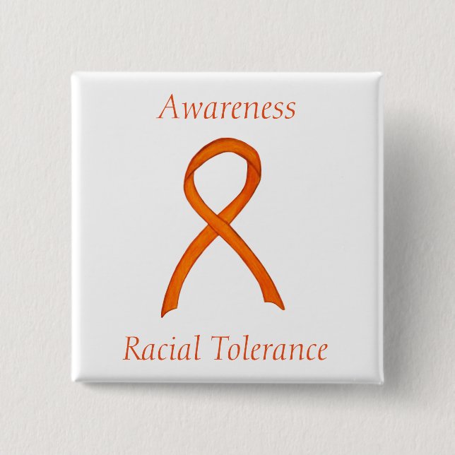 Rassentoleranz Orange Awareness Ribbon Button (Vorderseite)