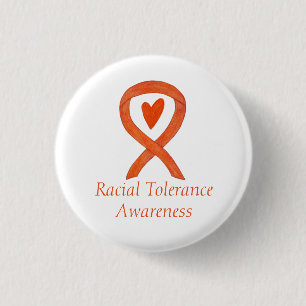 Rassentoleranz Orange Awareness Ribbon Button
