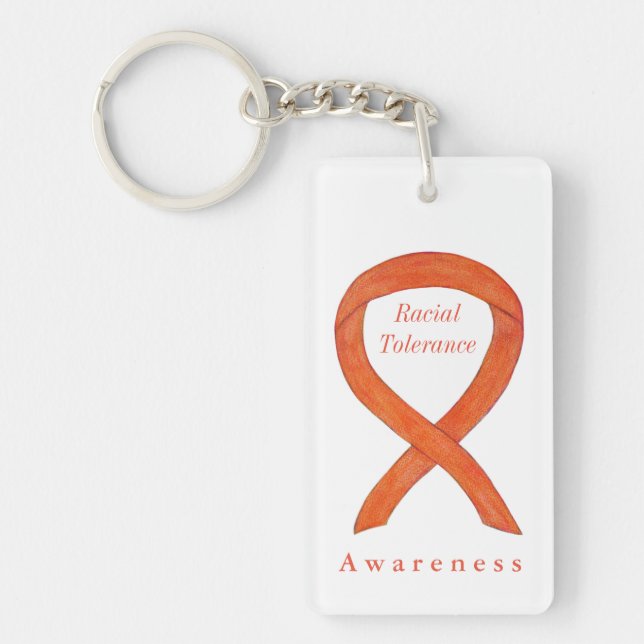 Rassentoleranz Orange Awareness Ribbon Schlüsselan Schlüsselanhänger (Vorderseite)