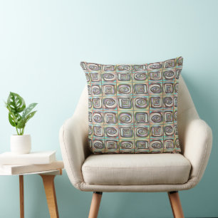 Rassig gefärbtes Quadrat-Mosaik mit Spiraldesign Kissen