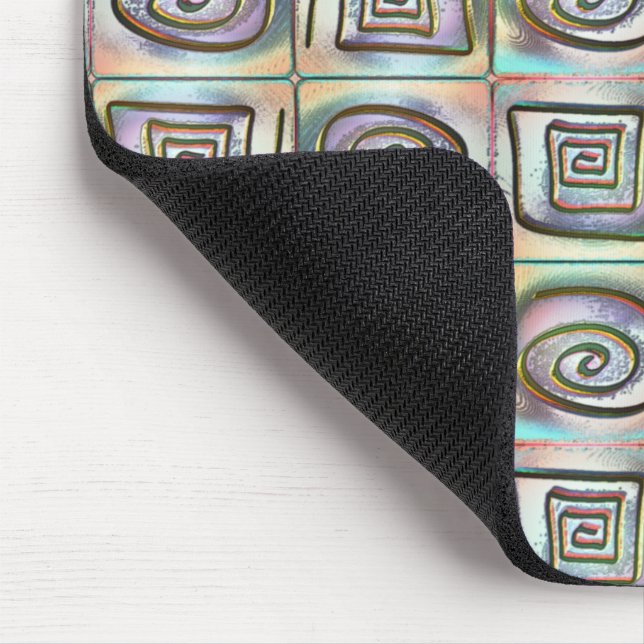 Rassig gefärbtes Quadrat-Mosaik mit Spiraldesign Mousepad (Ecke)