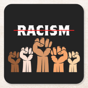 Rassismus Multi-Shade-Fists-Untersetzer beenden Rechteckiger Pappuntersetzer