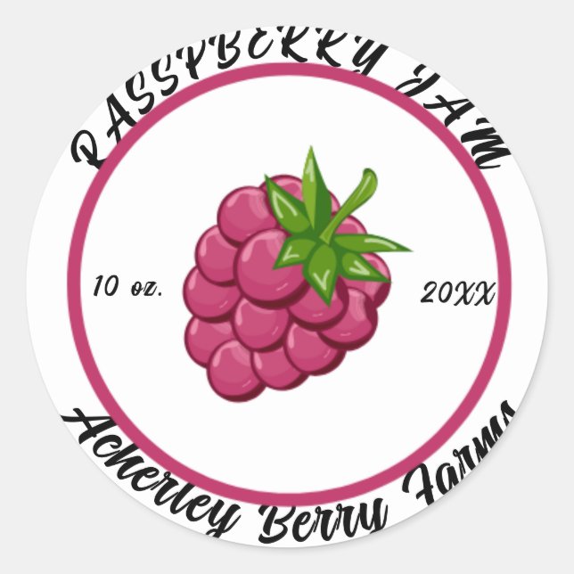 Rasspberry Jam Preserve Personalisiert Classic Runder Aufkleber (Vorderseite)
