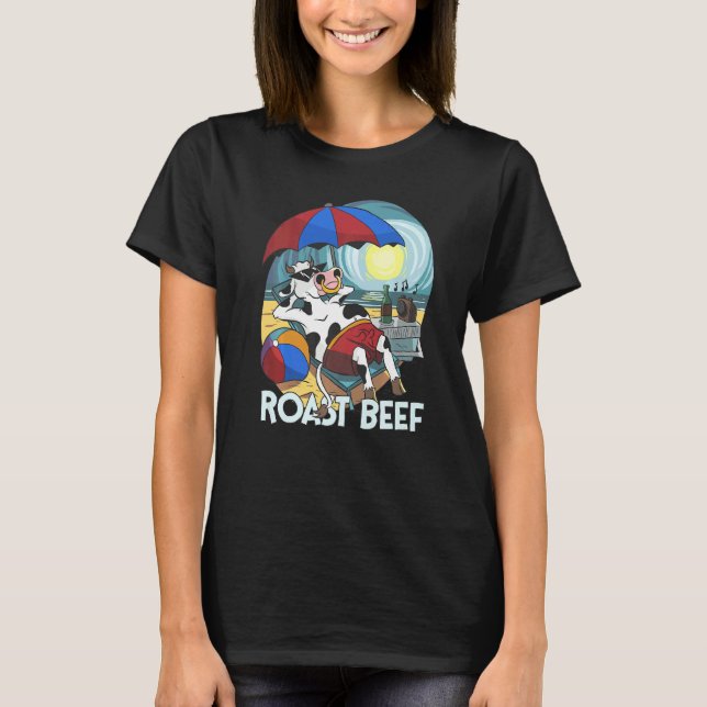 Rast Rindfleisch Kuh auf Beach Urlaub Sonne Tan fü T-Shirt (Vorderseite)