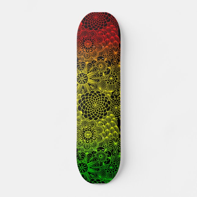 Rasta Blumen-Muster Skateboard (Vorderseite)