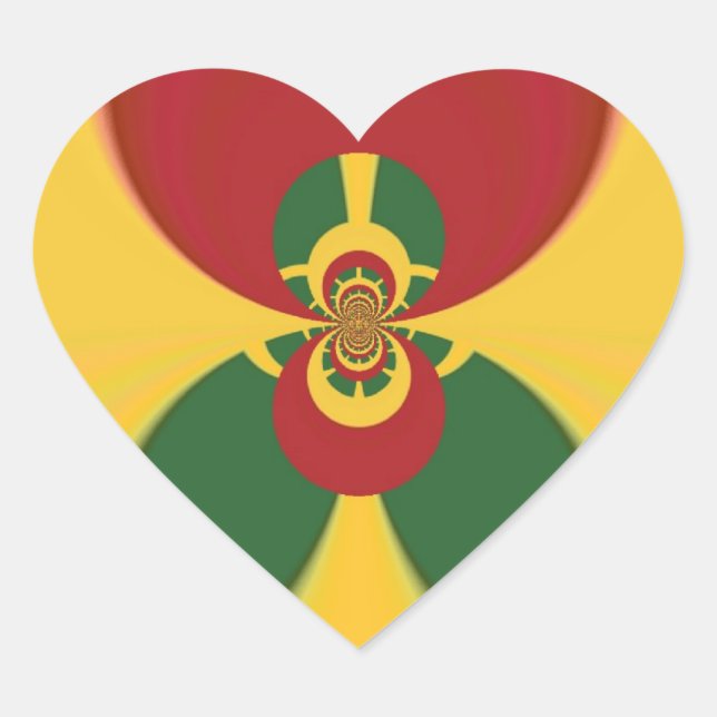 Rasta Colors Abstrakte Kunstdrucke Herz-Aufkleber (Vorderseite)