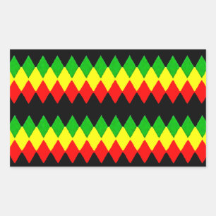 Rasta Diamanten. Rotes Gold und Grün. Jah Rechteckiger Aufkleber