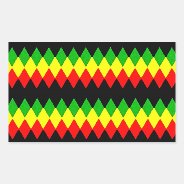 Rasta Diamonds. Red Gold und Green. Jah Rastafari Rechteckiger Aufkleber (Vorderseite)