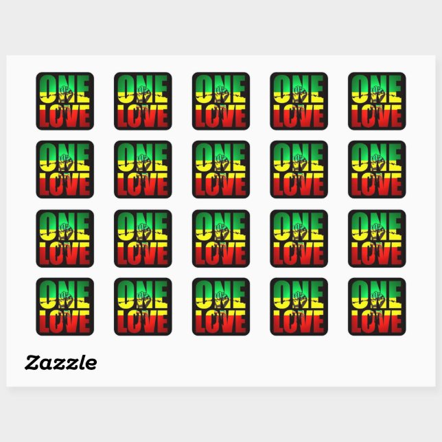 Rasta Eine Liebe Quadratischer Aufkleber (Blatt)
