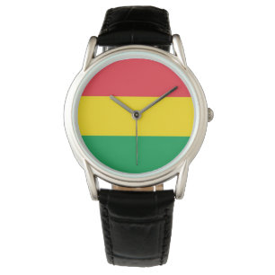 Rasta Farbe Gelb rote Streifen Flag Muster Armbanduhr