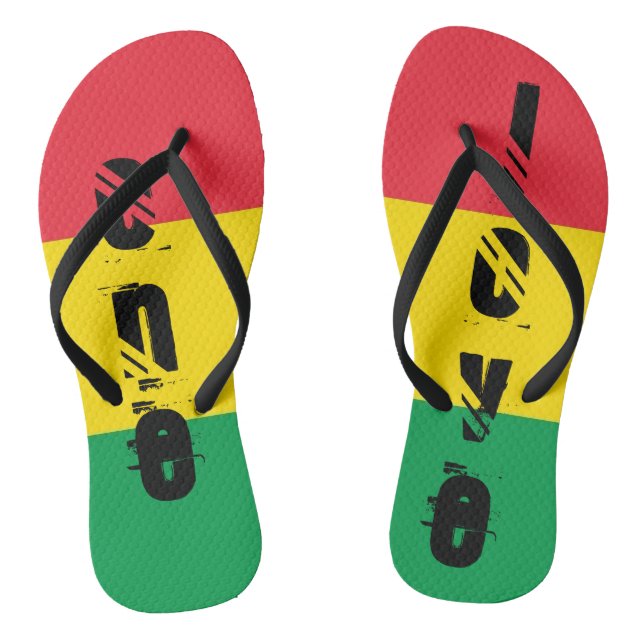 Rasta Farbe Gelb rote Streifen Flag Muster Flip Flops (Fußbett)