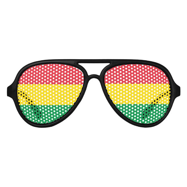 Rasta Farbe Gelb rote Streifen Flag Muster Partybrille (Vorderseite)