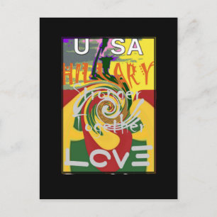 Rasta-Farben Rot Golden Grün Hillary-Kunstposter Postkarte