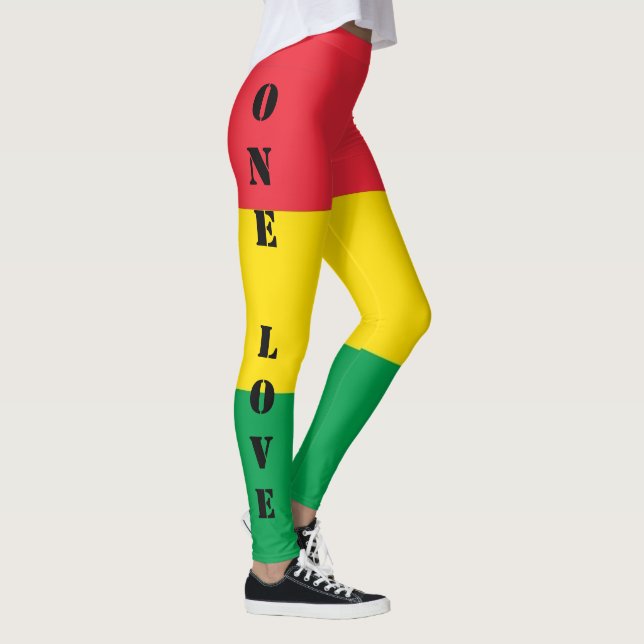 Rasta färbt grünes gelbes rotes Streifen-Muster Leggings (Rechts)