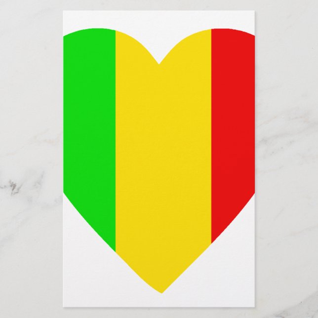 Rasta färbte Herz Briefpapier (Vorderseite)