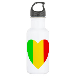 Rasta färbte Herz Edelstahlflasche