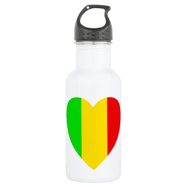 Rasta färbte Herz Edelstahlflasche (Vorderseite)